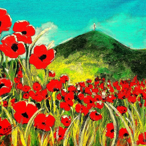 Puy de Dôme avec coquelicots