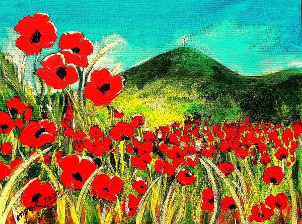 Puy de Dôme avec coquelicots